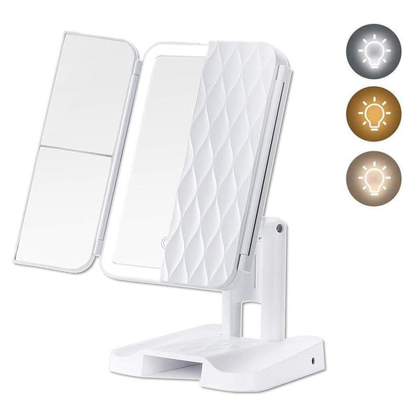 LED Light Makeup Mirror 2/3X Magnifying Cosmetic 3 Folding Vanity Mirror 180 Rotation Adjustable Touch Dimmer Table Make Up Tool