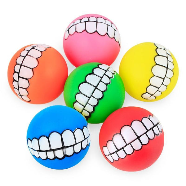 Rubber Squeaky Teeth Ball Dog Chew Toy